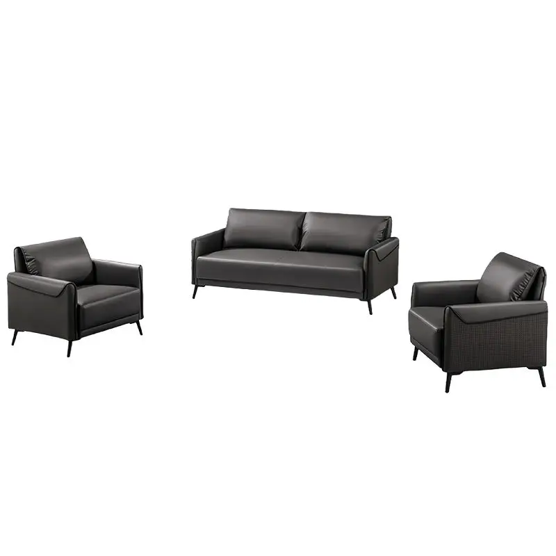 Office Furniture Commercial Modern Reception Sofa Office Couch Leather Office Sofa Set Furniture — image 2