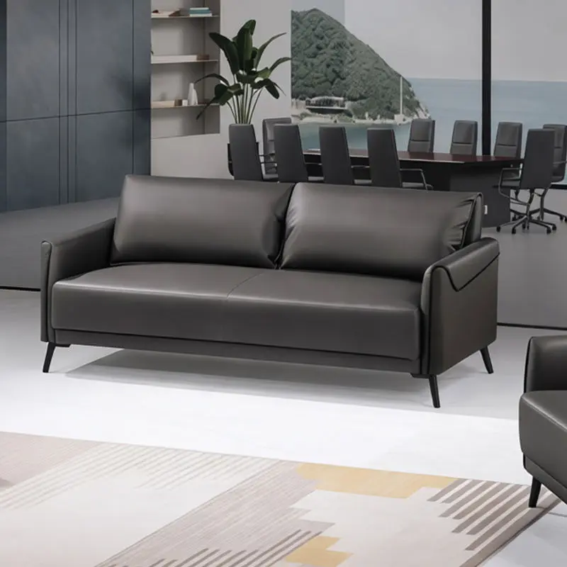 Office Furniture Commercial Modern Reception Sofa Office Couch Leather Office Sofa Set Furniture — image 3