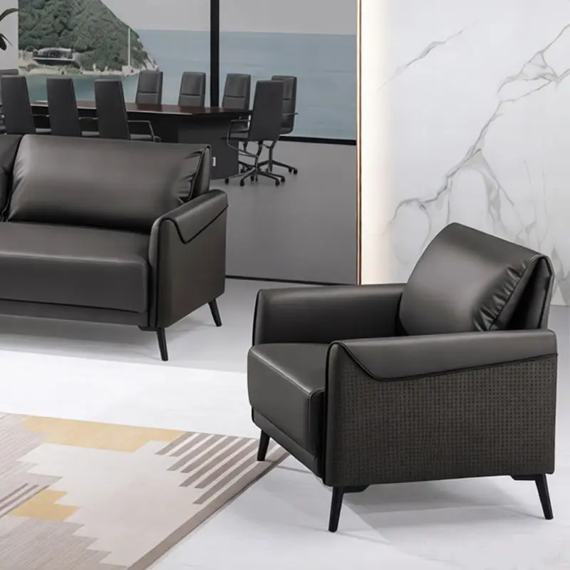 Office Furniture Commercial Modern Reception Sofa Office Couch Leather Office Sofa Set Furniture — image 5
