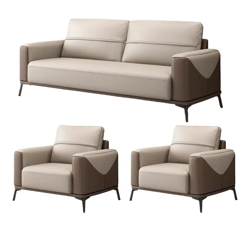 Office Furniture Commercial Modern Reception Sofa Office Couch Leather Office Sofa Set Furniture — image 2