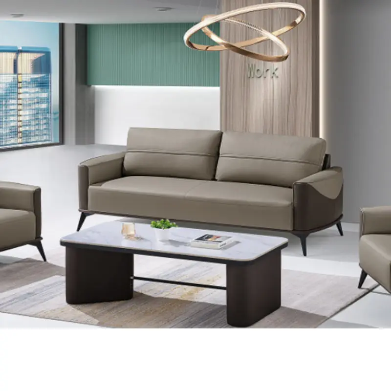 Office Furniture Commercial Modern Reception Sofa Office Couch Leather Office Sofa Set Furniture — image 3