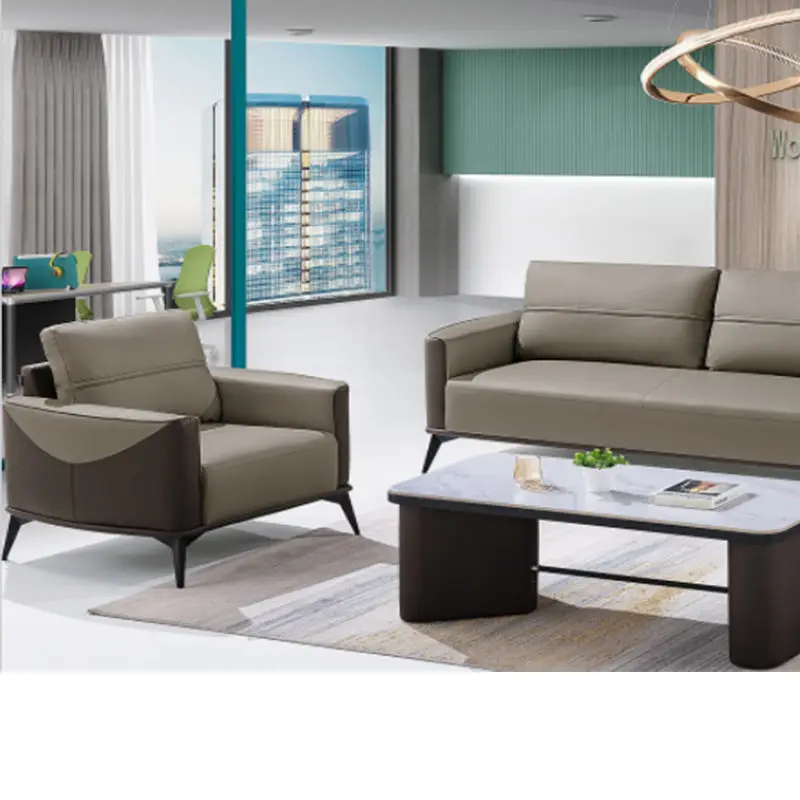 Office Furniture Commercial Modern Reception Sofa Office Couch Leather Office Sofa Set Furniture — image 4