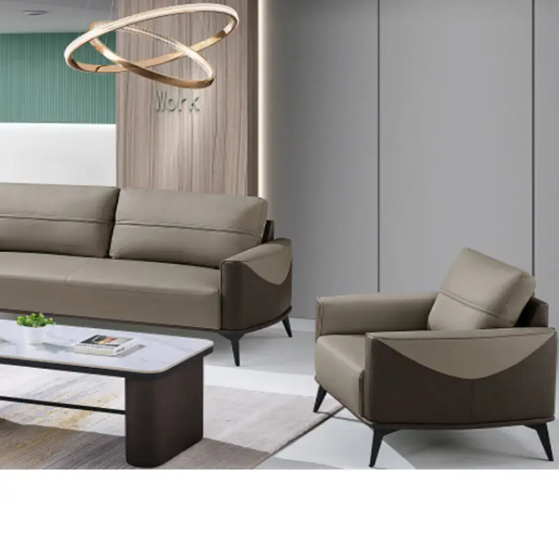 Office Furniture Commercial Modern Reception Sofa Office Couch Leather Office Sofa Set Furniture — image 5