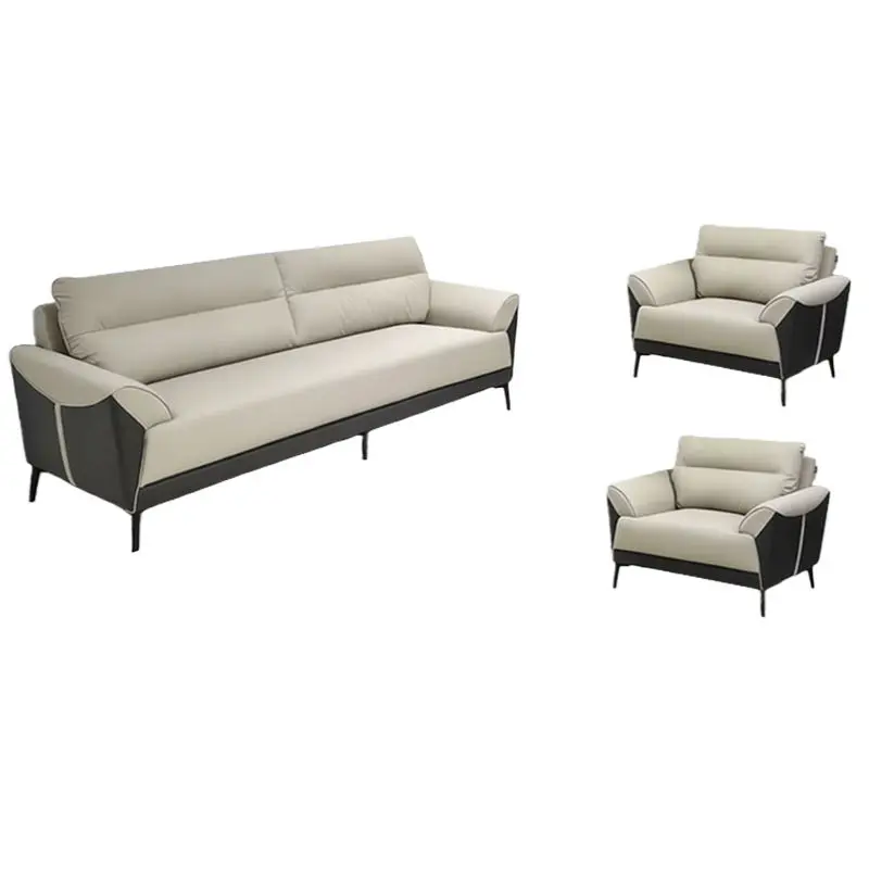 Office Furniture Commercial Modern Reception Sofa Office Couch Leather Office Sofa Set Furniture — image 2