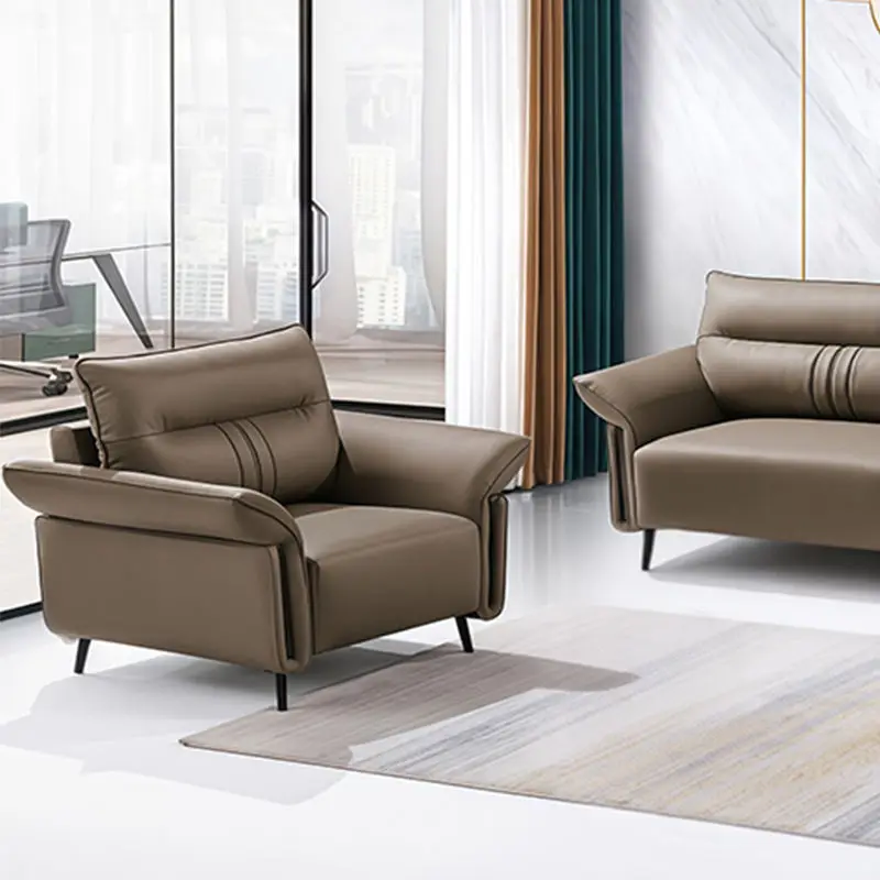Office Furniture Commercial Modern Reception Sofa Office Couch Leather Office Sofa Set Furniture — image 4