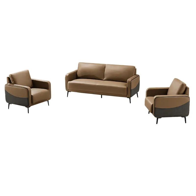 Office Furniture Commercial Modern Reception Sofa Office Couch Leather Office Sofa Set Furniture — image 2