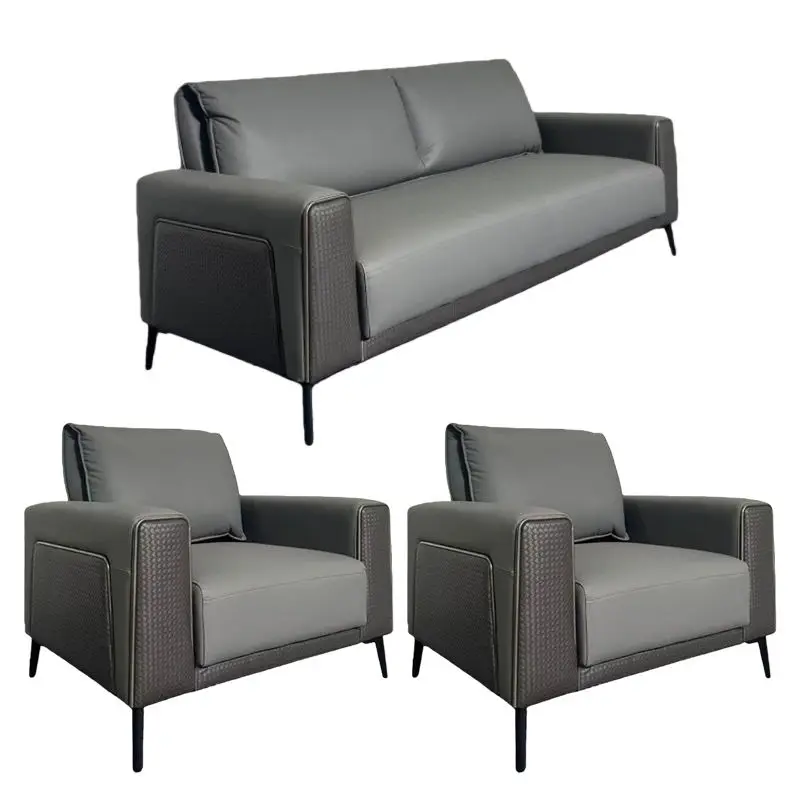 Office Furniture Commercial Modern Reception Sofa Office Couch Leather Office Sofa Set Furniture — image 2