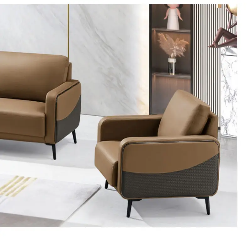 Office Furniture Commercial Modern Reception Sofa Office Couch Leather Office Sofa Set Furniture — image 5