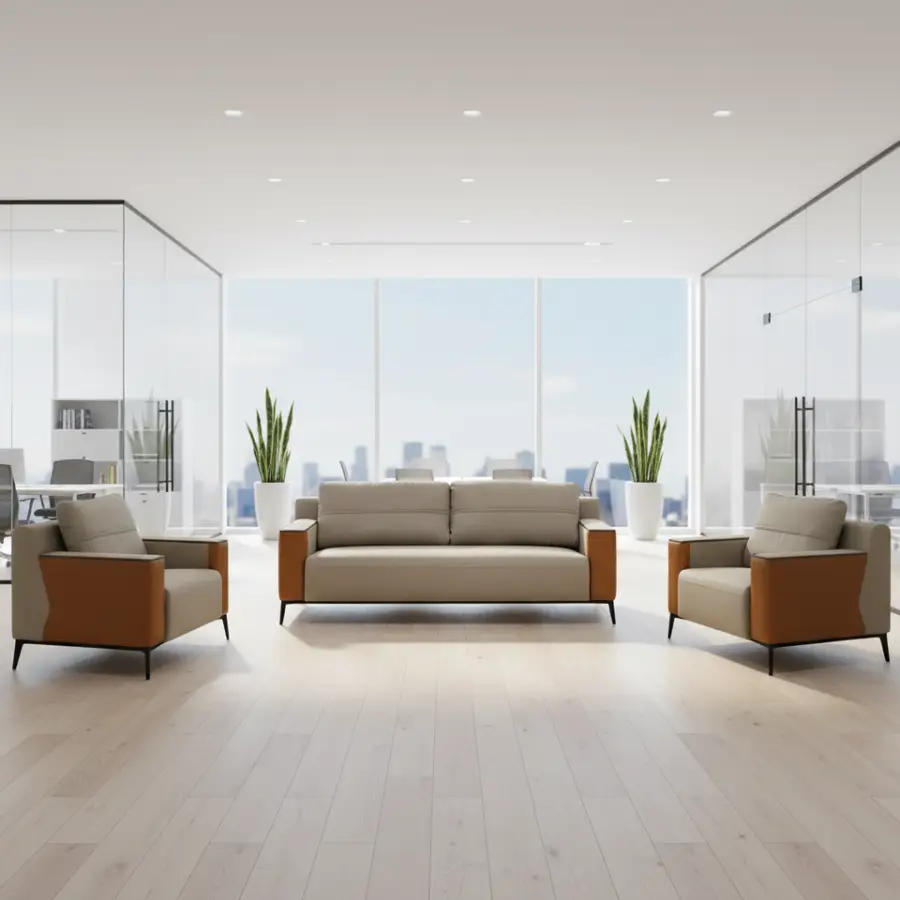 Office Furniture Commercial Modern Reception Sofa Office Couch Leather Office Sofa Set Furniture — view 1