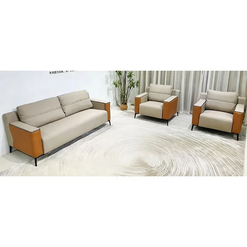 Office Furniture Commercial Modern Reception Sofa Office Couch Leather Office Sofa Set Furniture — image 3