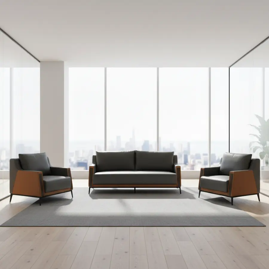 Office Furniture Commercial Modern Reception Sofa Office Couch Leather Office Sofa Set Furniture — view 1