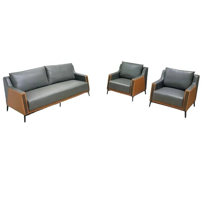 Office Furniture Commercial Modern Reception Sofa Office Couch Leather Office Sofa Set Furniture — image 3