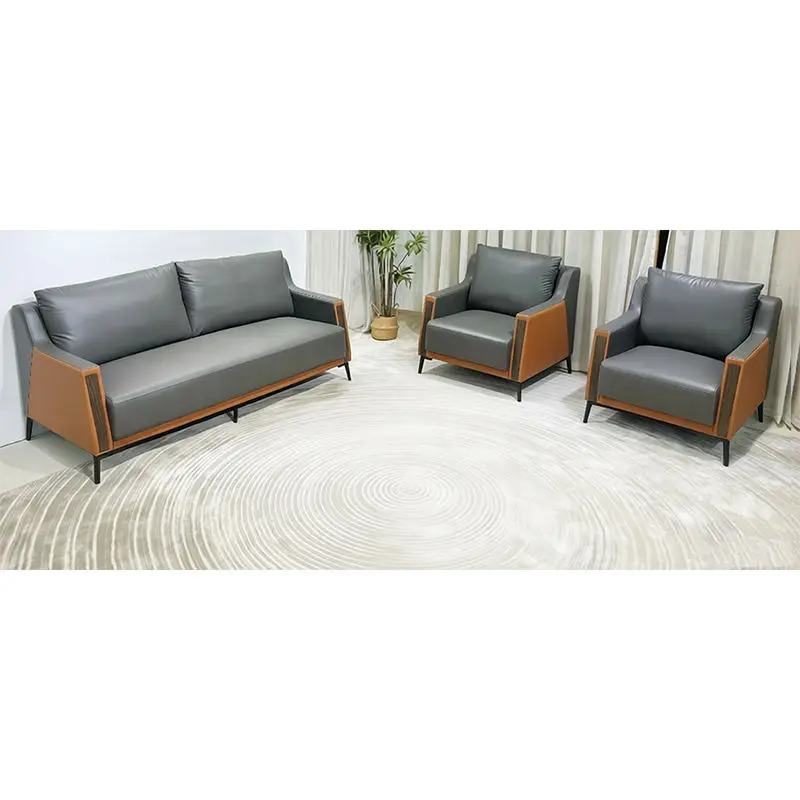 Office Furniture Commercial Modern Reception Sofa Office Couch Leather Office Sofa Set Furniture — image 4