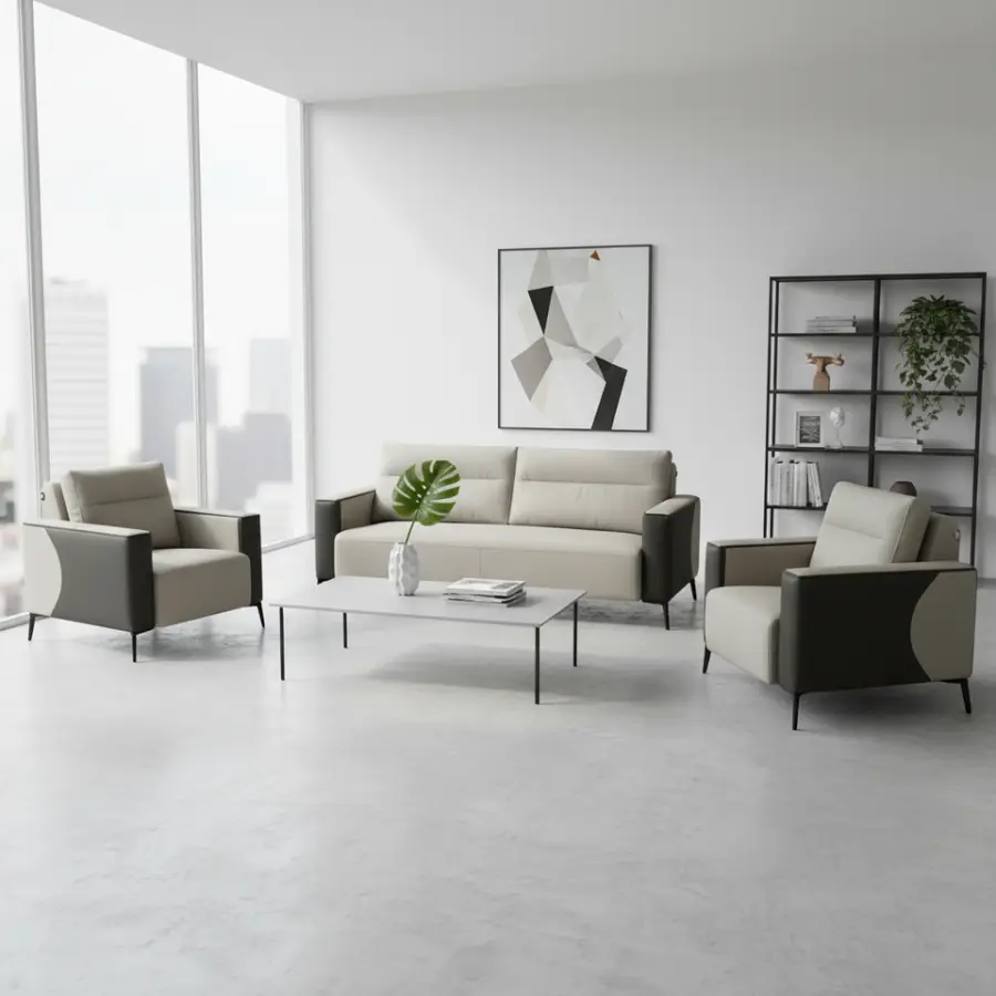 Office Furniture Commercial Modern Reception Sofa Office Couch Leather Office Sofa Set Furniture — view 1