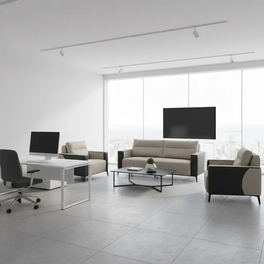 Office Furniture Commercial Modern Reception Sofa Office Couch Leather Office Sofa Set Furniture — image 2