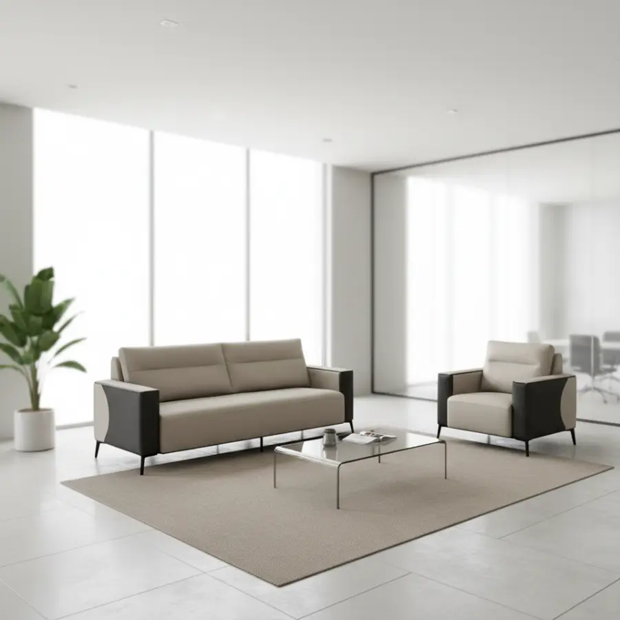 Office Furniture Commercial Modern Reception Sofa Office Couch Leather Office Sofa Set Furniture — image 3