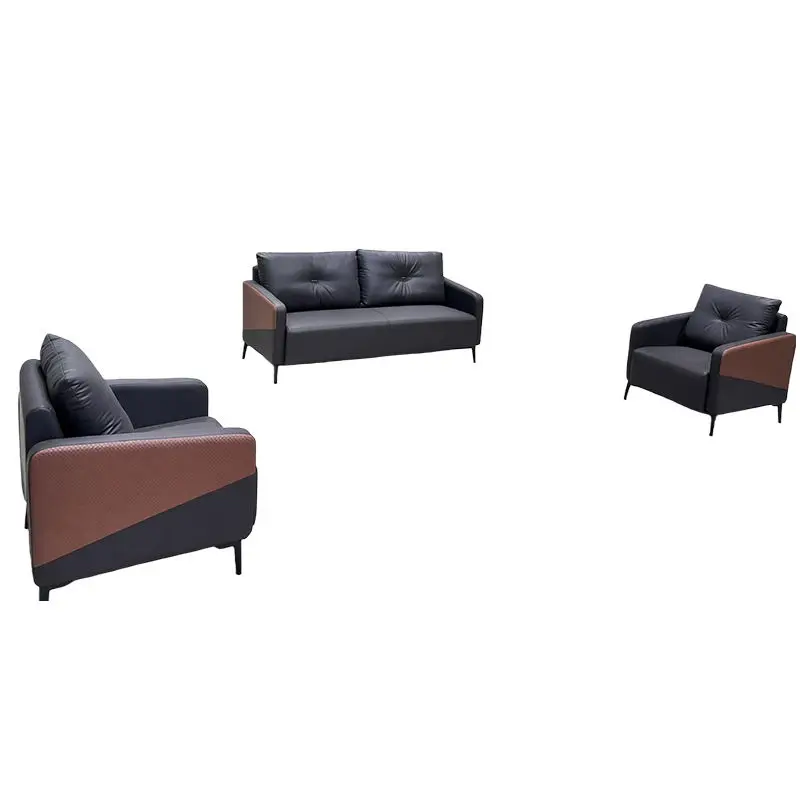 Office Furniture Commercial Modern Reception Sofa Office Couch Leather Office Sofa Set Furniture — image 3