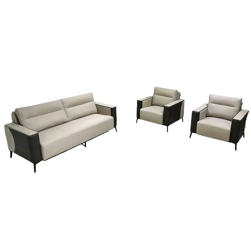 Office Furniture Commercial Modern Reception Sofa Office Couch Leather Office Sofa Set Furniture — image 4
