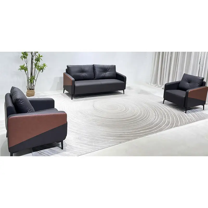Office Furniture Commercial Modern Reception Sofa Office Couch Leather Office Sofa Set Furniture — image 4