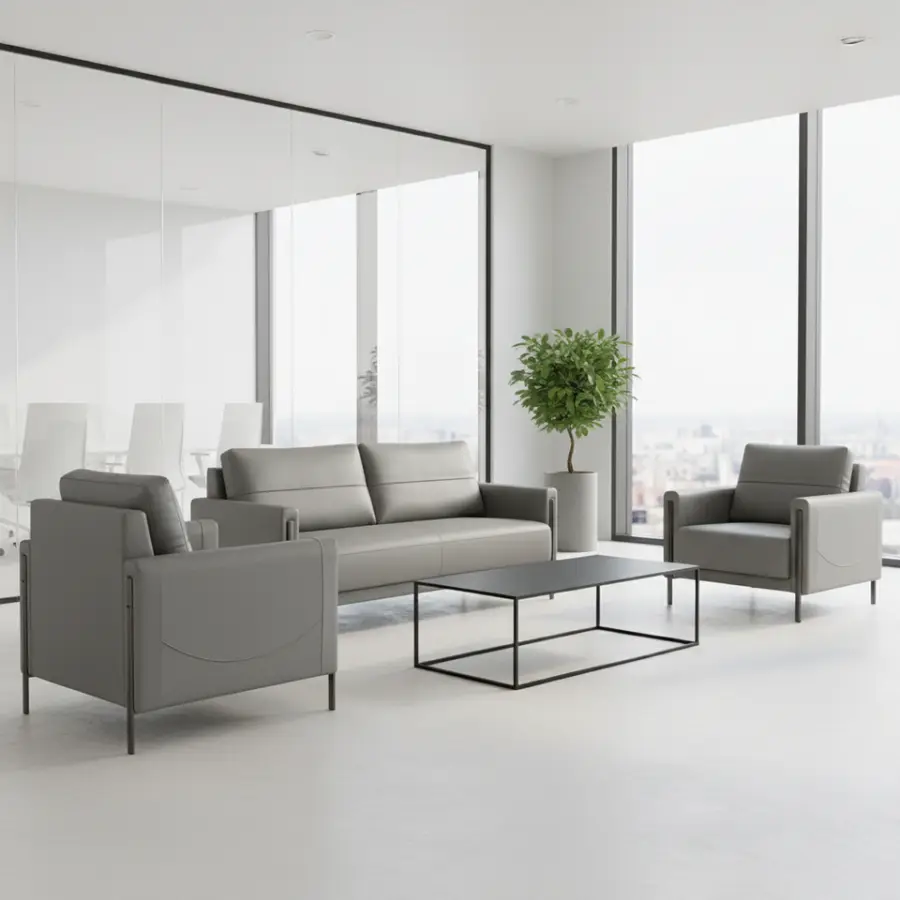Office Furniture Commercial Modern Reception Sofa Office Couch Leather Office Sofa Set Furniture — view 1