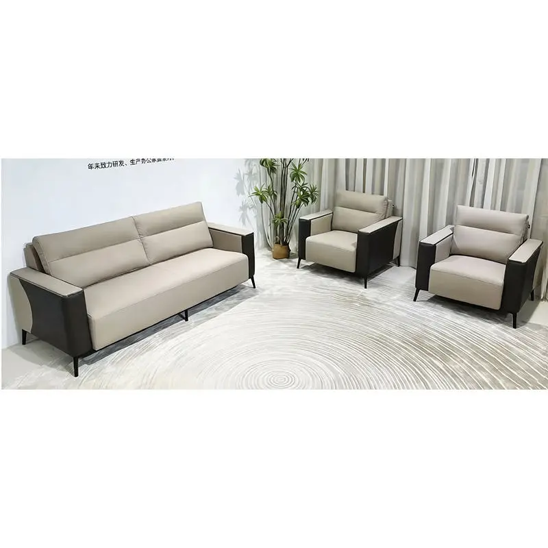 Office Furniture Commercial Modern Reception Sofa Office Couch Leather Office Sofa Set Furniture — image 5