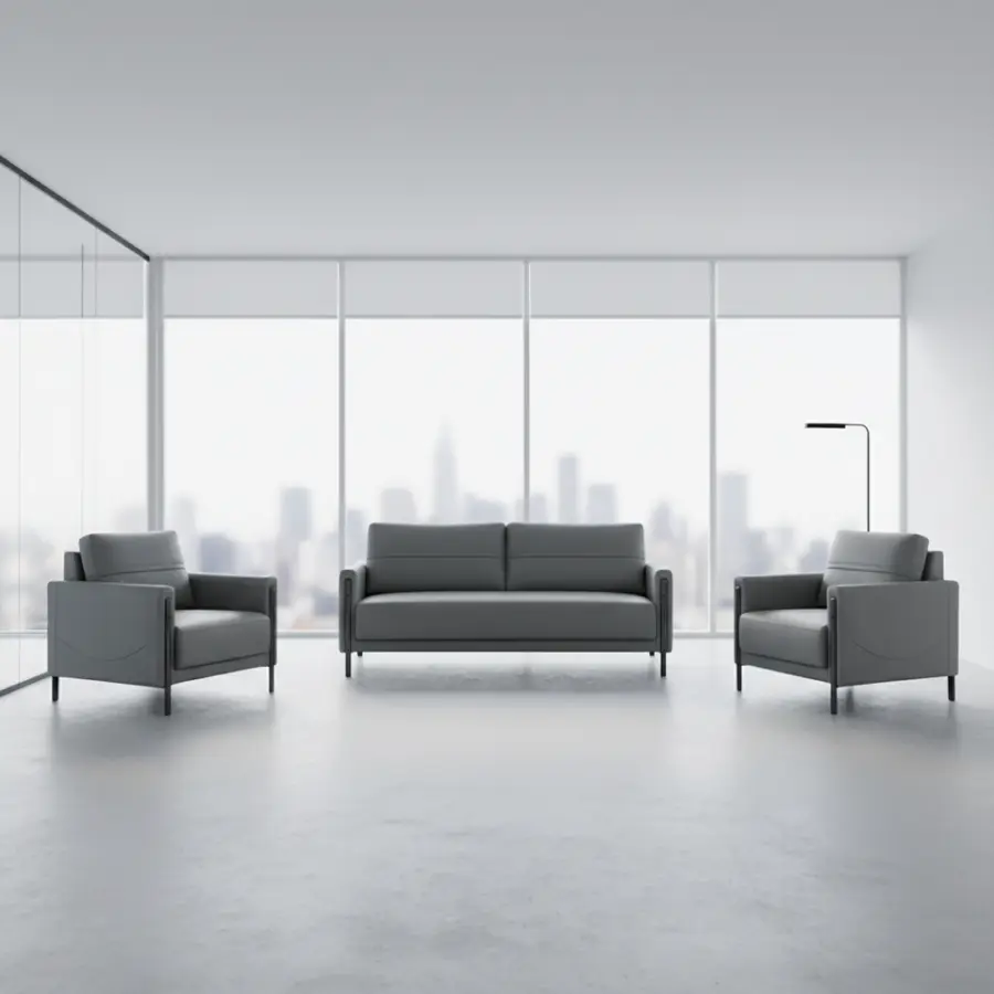 Office Furniture Commercial Modern Reception Sofa Office Couch Leather Office Sofa Set Furniture — image 2