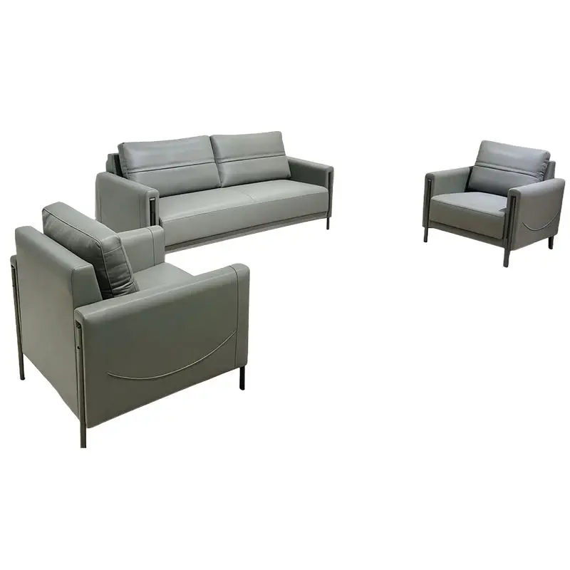 Office Furniture Commercial Modern Reception Sofa Office Couch Leather Office Sofa Set Furniture — image 3