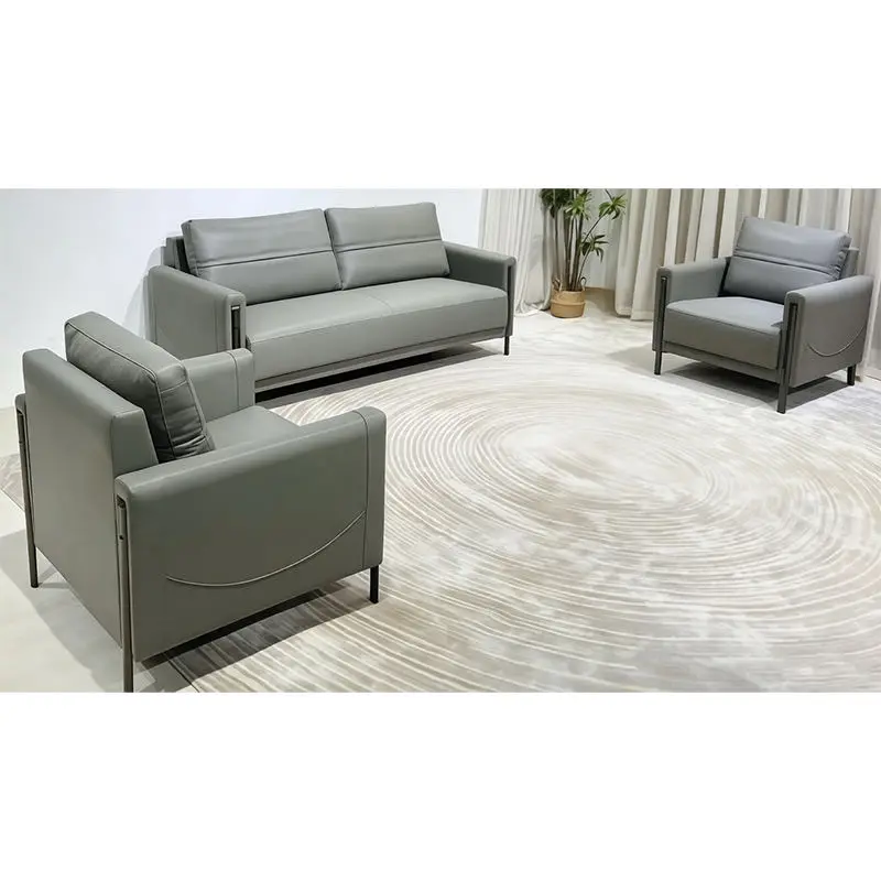 Office Furniture Commercial Modern Reception Sofa Office Couch Leather Office Sofa Set Furniture — image 4