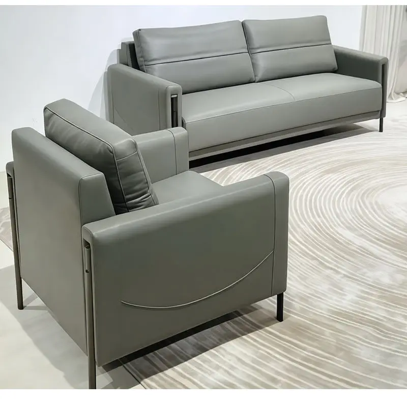 Office Furniture Commercial Modern Reception Sofa Office Couch Leather Office Sofa Set Furniture — image 5