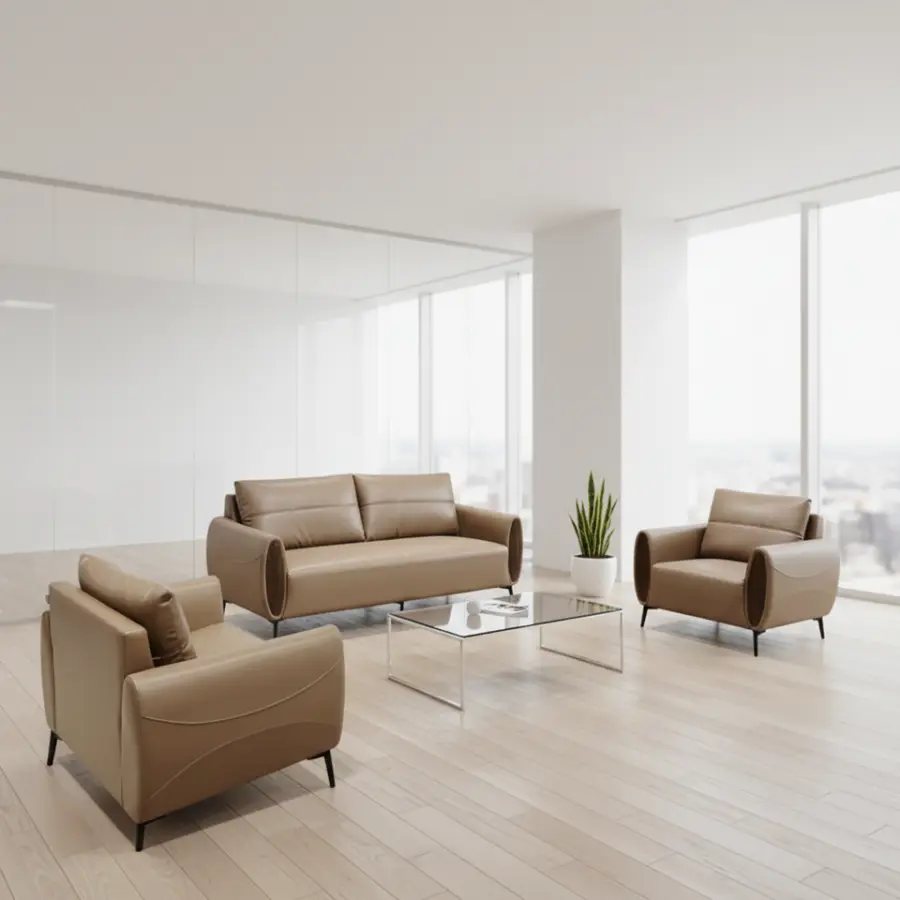 Office Furniture Commercial Modern Modular Extendable Reception Sofa Leather Office Sofa Set for Outdoor Use — view 1