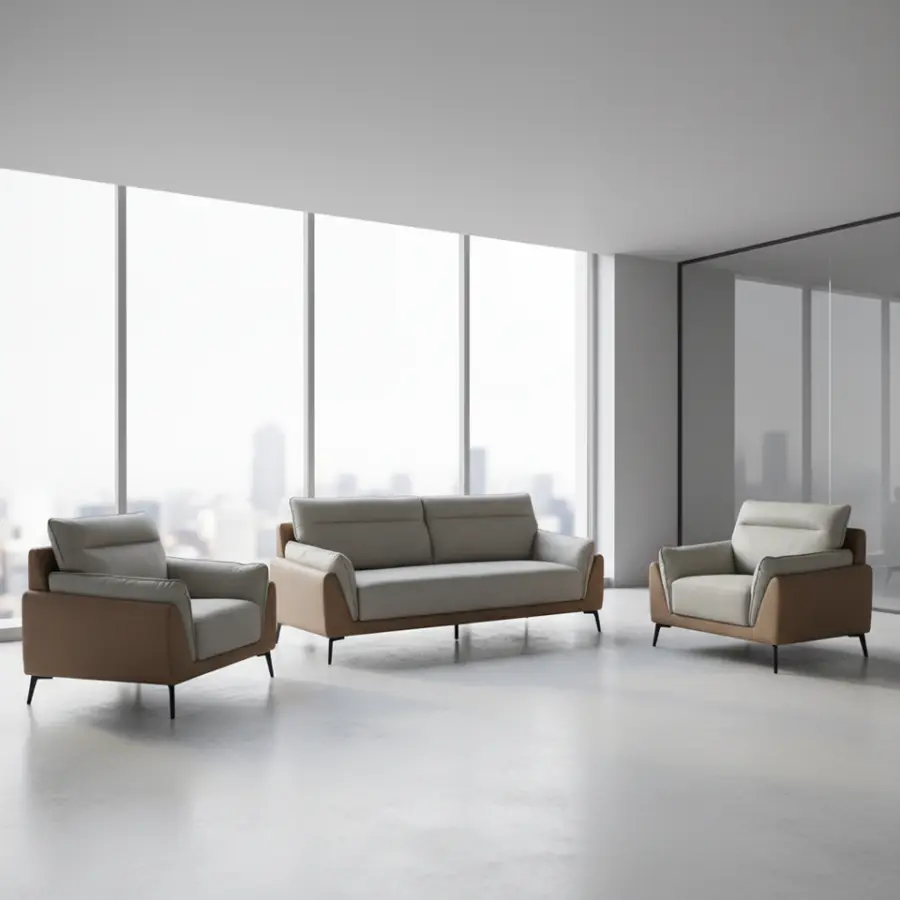 Office Furniture Commercial Modern Reception Sofa Office Couch Leather Office Sofa Set Furniture — image 2