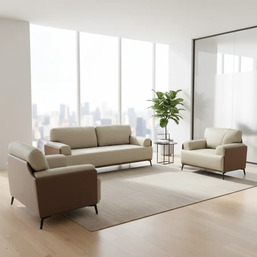Office Furniture Commercial Modern Reception Sofa Office Couch Leather Office Sofa Set Furniture — image 2