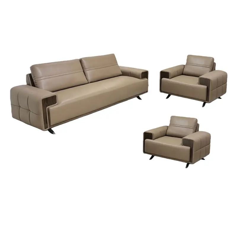Office Furniture Commercial Modern Reception Sofa Office Couch Leather Office Sofa Set Furniture — image 3