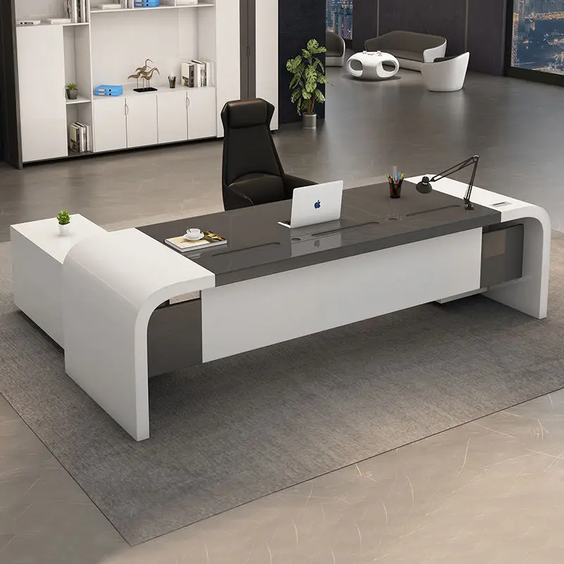 Executive CEO Luxury Modern Rectangle Office Desk with Wooden & Melamine Plate Eco-Friendly Design — view 1