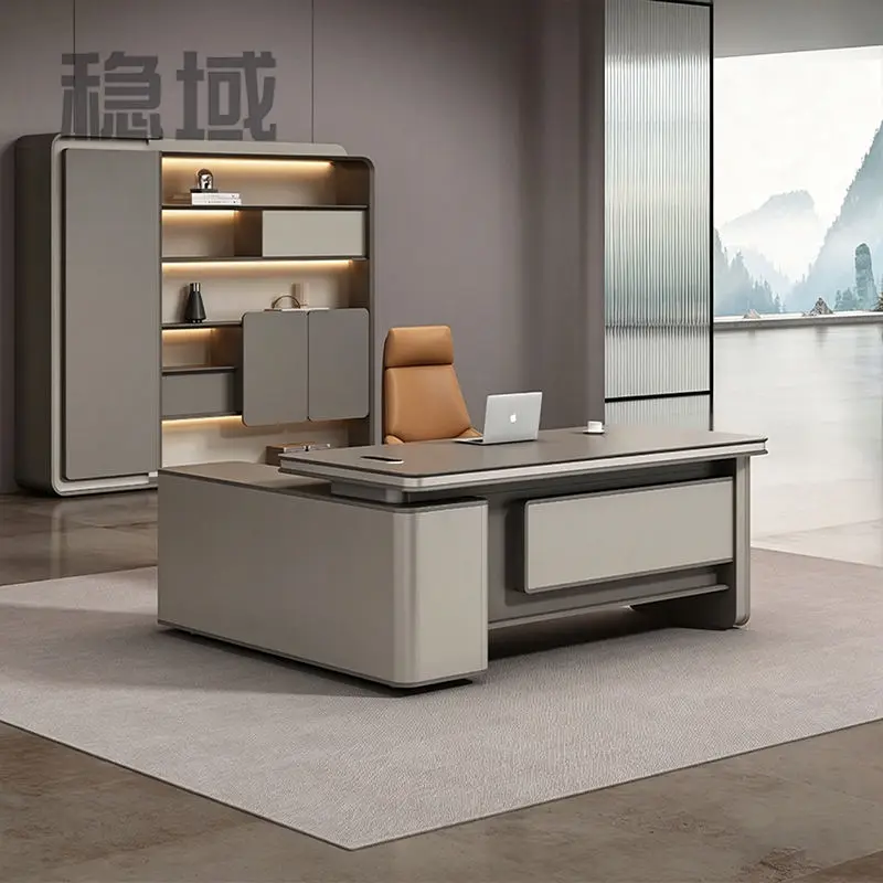 Executive Boss CEO Luxury Modern Wooden Office Desk-Durable Eco-Friendly Modular Design — view 1