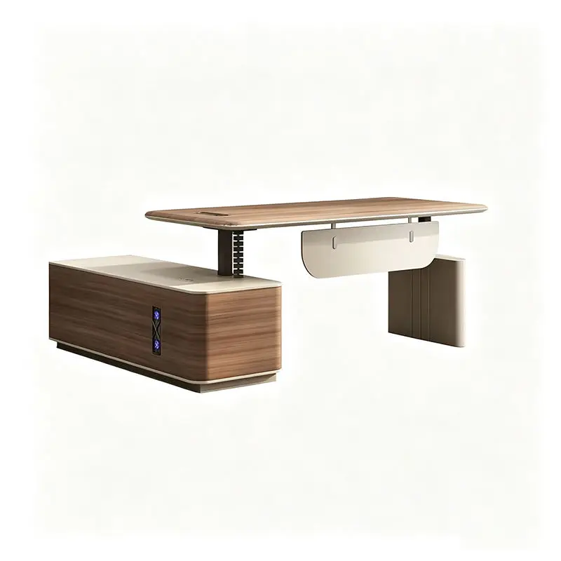 Luxury L Shape Durable Boss Desk Electric Adjustable Height Office Desks CEO Table for Office Building — image 6