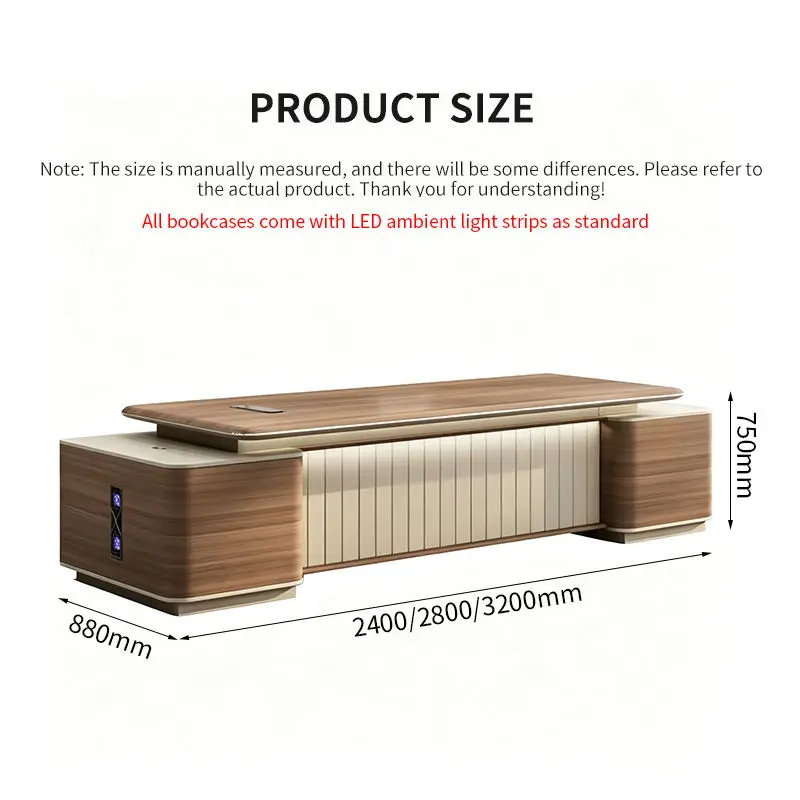Modern Luxury Executive Boss Desk Eco-friendly Office Manager Desks with Storage Cabinet — image 4