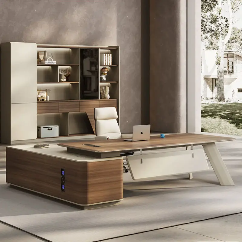 E0 Eco-friendly Modular Ceo Desk Steel Frame L Shaped Luxury Executive Office Desk Modern boss Desk for Office — view 1