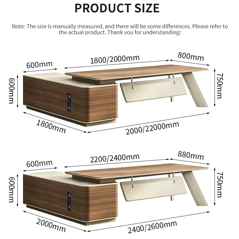 E0 Eco-friendly Modular Ceo Desk Steel Frame L Shaped Luxury Executive Office Desk Modern boss Desk for Office — image 3