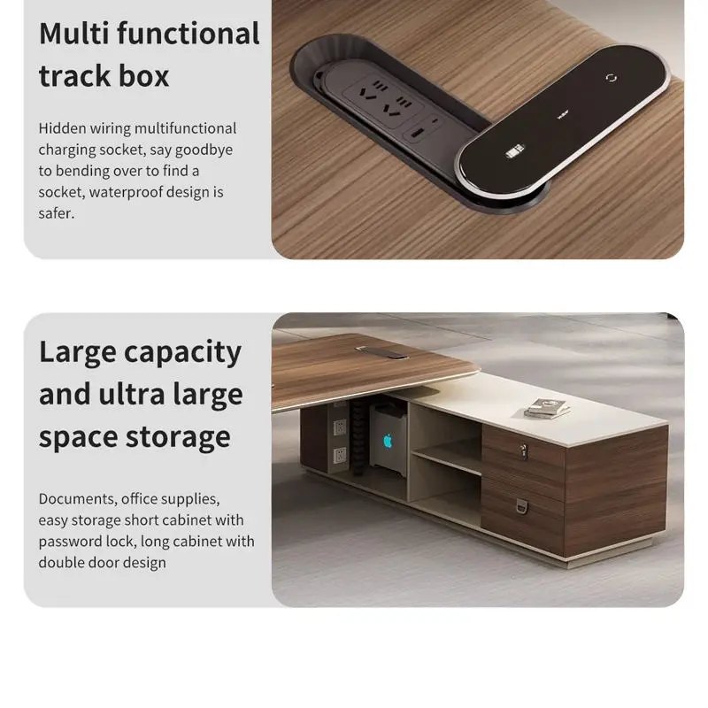 E0 Eco-friendly Modular Ceo Desk Steel Frame L Shaped Luxury Executive Office Desk Modern boss Desk for Office — image 4