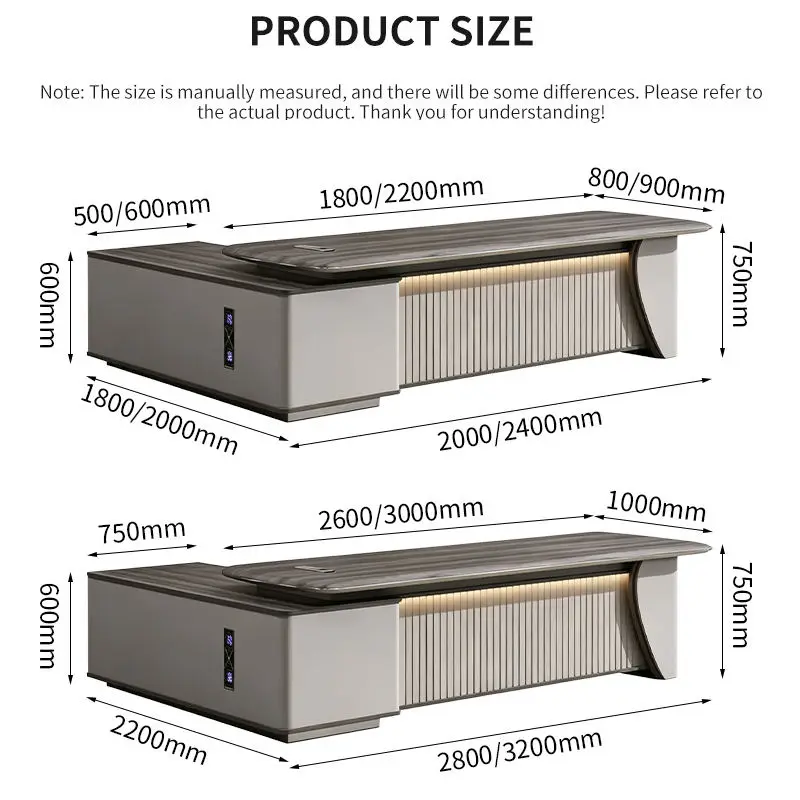 Durable Eco-friendly Wood Grain Modern L Shape Executive Desk Luxury Ceo Office Desk with Storage Side Cabinet — image 4