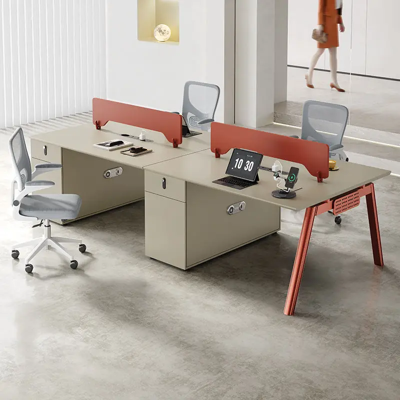 Office desk office staff desk simple modern screen station locker partition employee computer desk — view 1