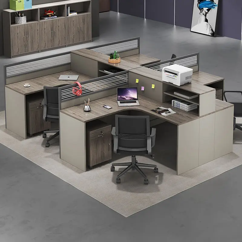 Office desk office staff desk simple modern screen station locker partition employee computer desk — view 1