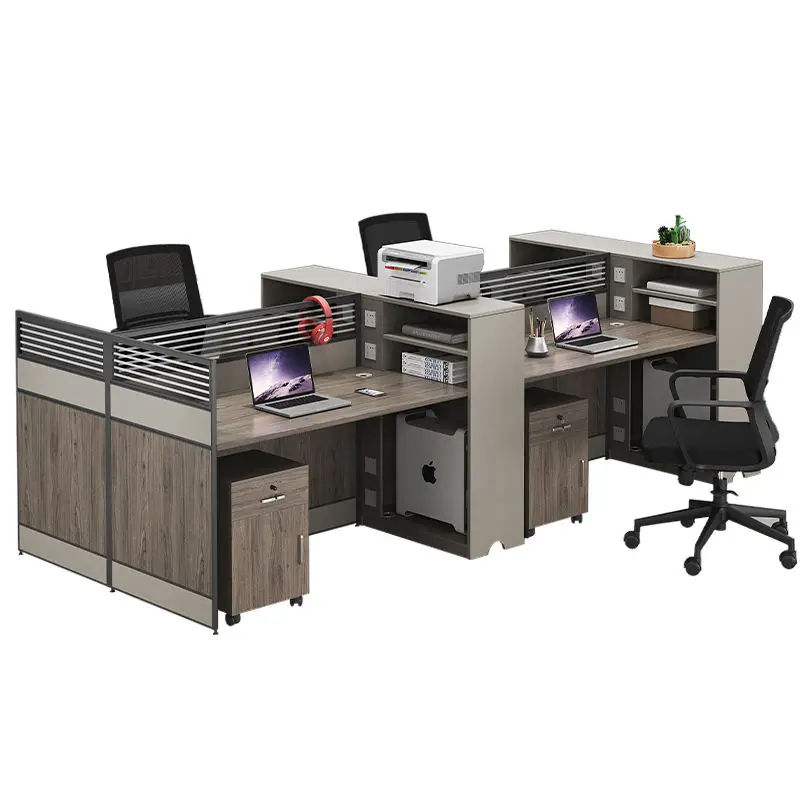 Office Staff Desk Simple Modern Rectangle Wooden Eco-Friendly Modular Partition Computer Desk with Screen Station Locker — image 7