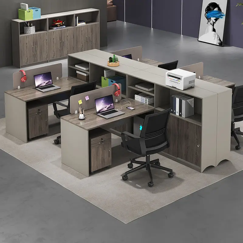 Office desk office staff desk simple modern screen station locker partition employee computer desk — view 1