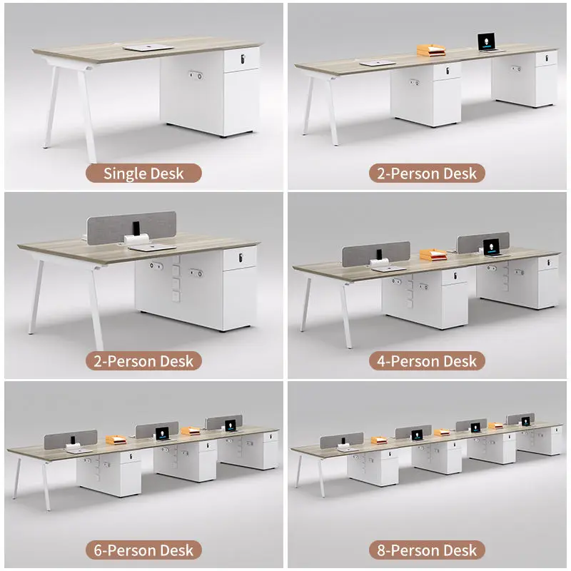 Office Staff Desk Simple Modern Rectangle Wooden Modular Partition Computer Desk — image 4