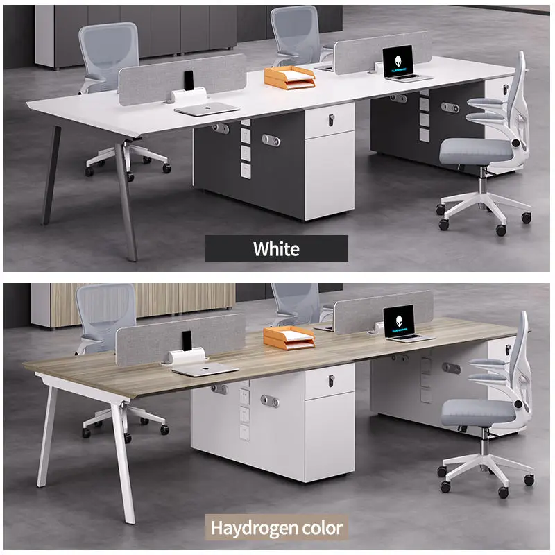 Office Staff Desk Simple Modern Rectangle Wooden Modular Partition Computer Desk — image 5