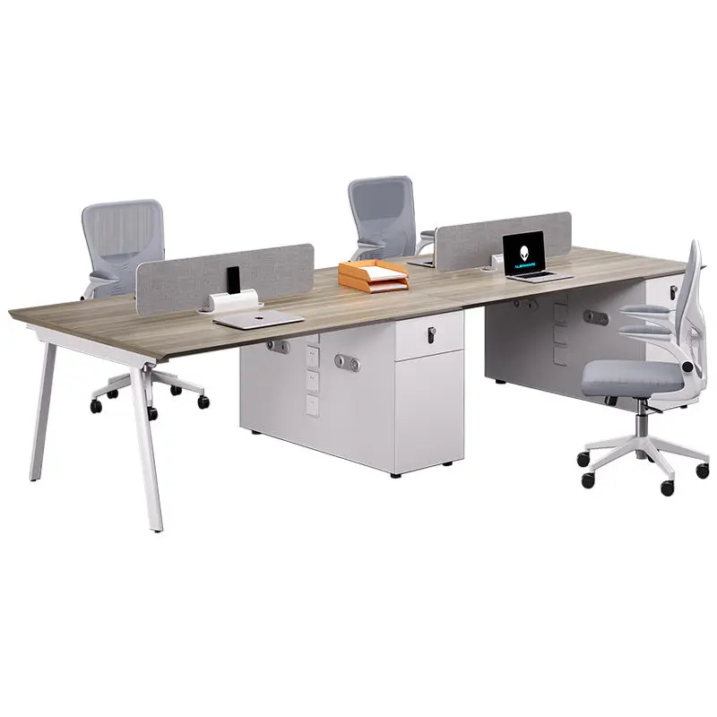 Office Staff Desk Simple Modern Rectangle Wooden Modular Partition Computer Desk — image 7