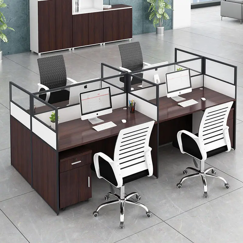 Office Staff Desk Simple Modern Rectangle Eco-Friendly Modular Screen Station Locker Partition Employee Computer Desk — view 1