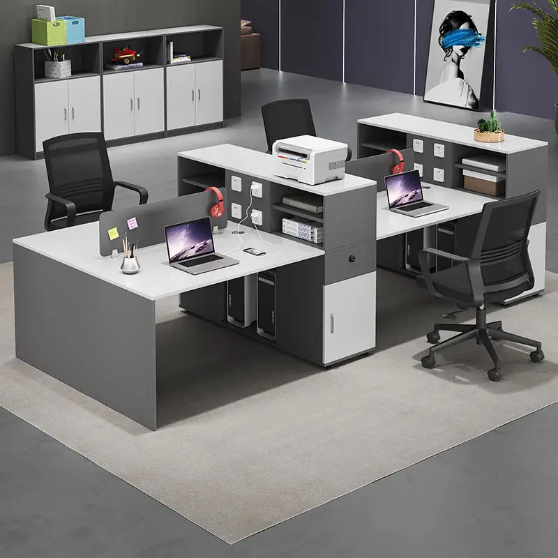Office desk office staff desk simple modern screen station locker partition employee computer desk — view 1